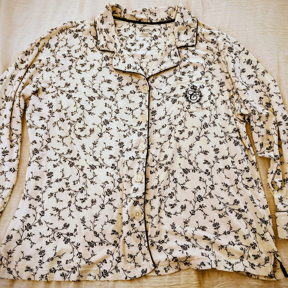 Black & White Floral Charter Club Cotton Blend Pajamas Monogram C Two Piece XL - Picture 9 of 16